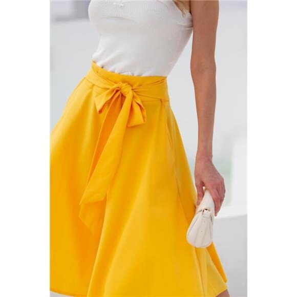 Women's High Waist A-Line Skirt Yellow - Picture 5 of 5